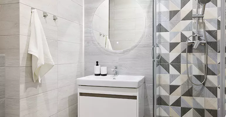 Modern Small Bathroom Walk-In Shower Remodel in Blanchester